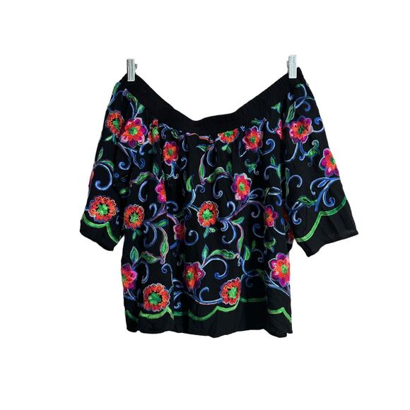 Karen Kane Off Shoulder Embroidered Blouse Large - Picture 1 of 4